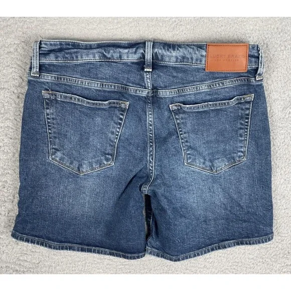 Lucky Brand Bermuda Jean Shorts Womens 31 x 6.5 The Roll Up Dark Wash Mid Rise - Picture 9 of 10